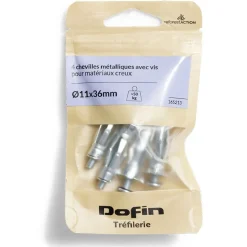 Discount Gifi 4 chevilles métalliques pour matériaux creux avec vis - Ø11x36 mm