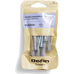 Best Gifi 5 chevilles universelles en nylon tous matériaux avec vis - Ø8x50 mm