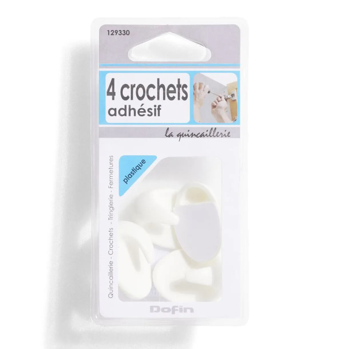 Online Gifi 4 crochets adhésifs en plastique blanc