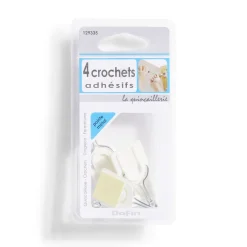 Gifi 4 crochets adhésifs en plastique avec pointe métal - 30x25 mm