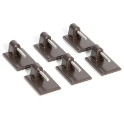 Outlet Gifi 6 crochets adhésifs pour tringle en plastique marron - 17x24 mm