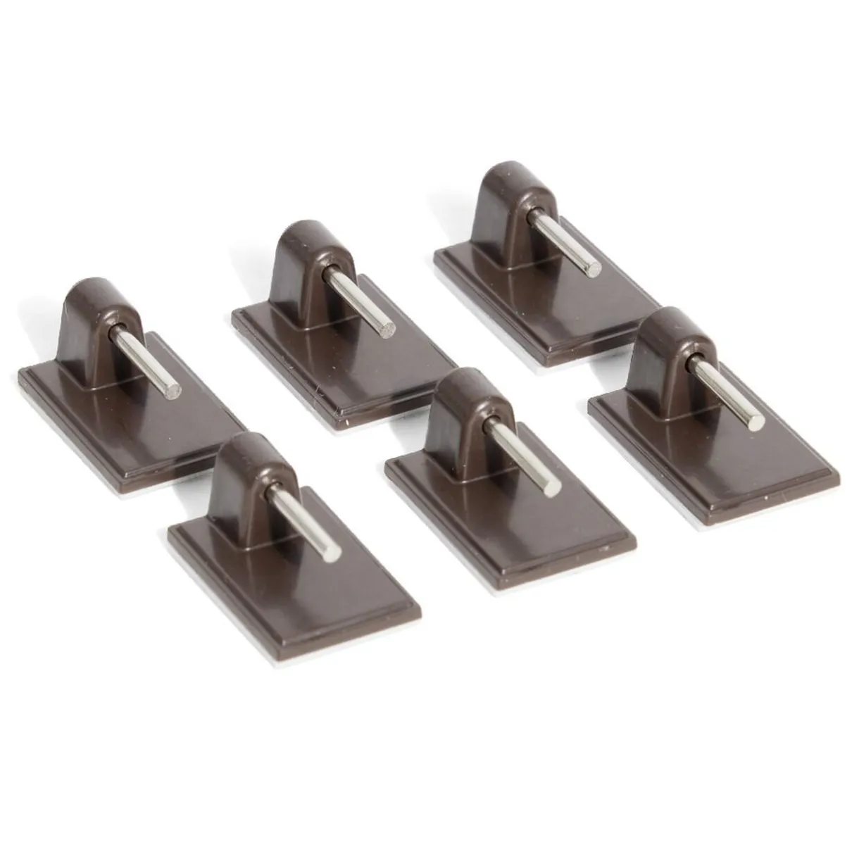 Outlet Gifi 6 crochets adhésifs pour tringle en plastique marron - 17x24 mm