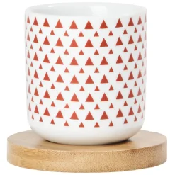 4 gobelets avec sous tasses en bois rouge et blanc^Gifi Online