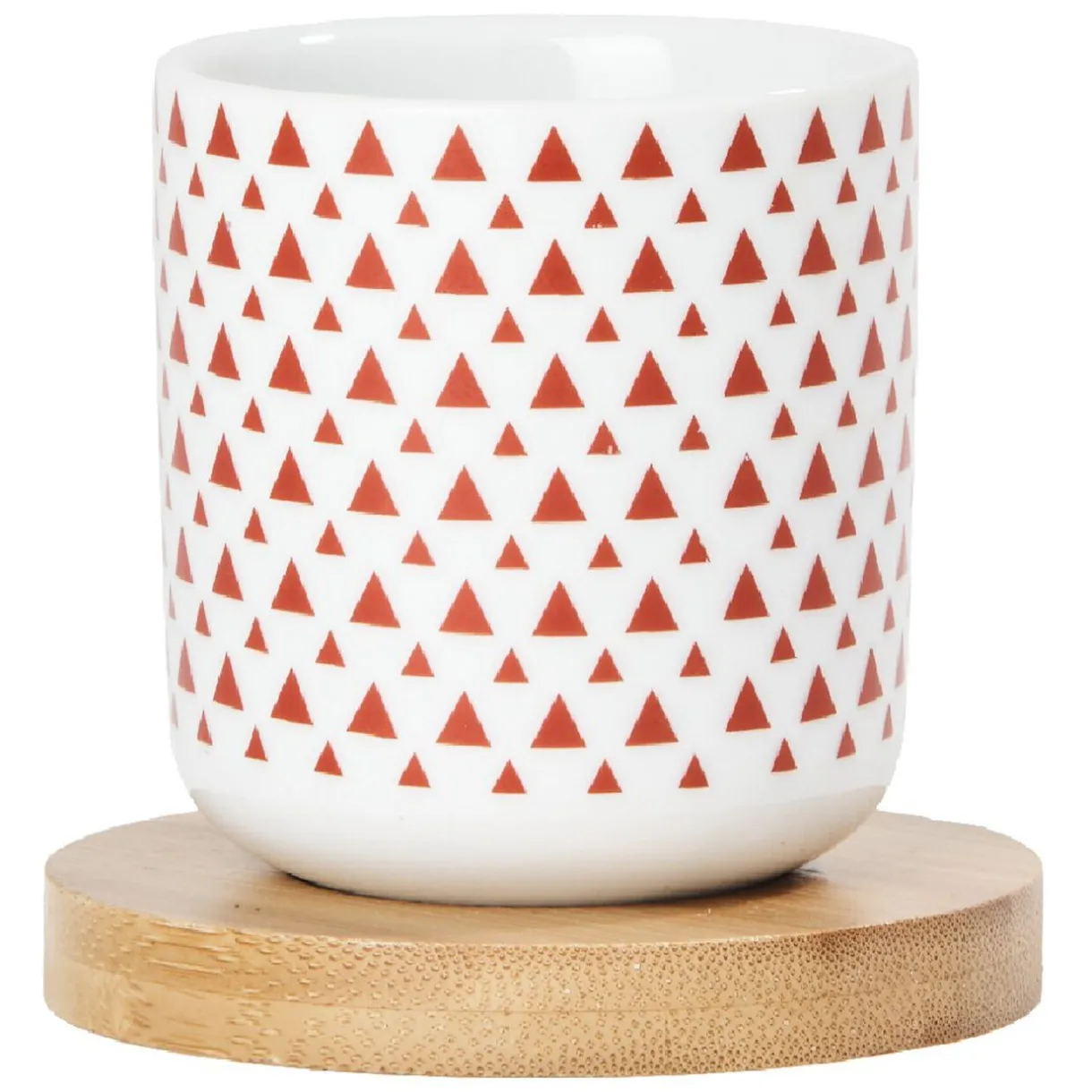 4 gobelets avec sous tasses en bois rouge et blanc^Gifi Online