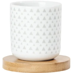4 gobelets avec sous tasses en bois rouge et blanc^Gifi Online