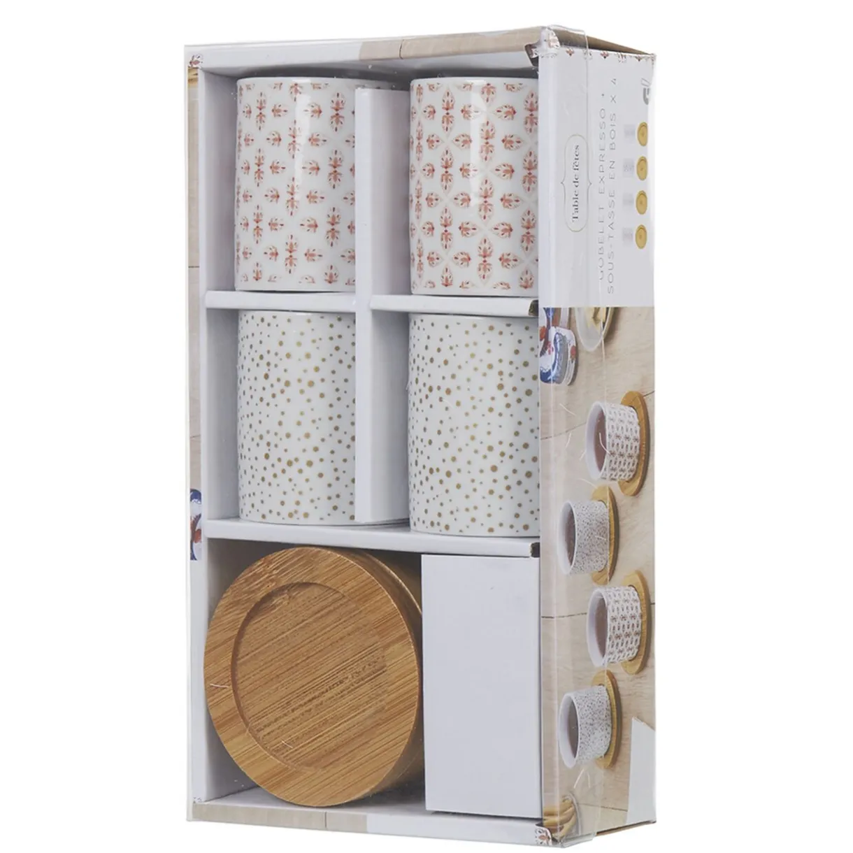 4 gobelets expresso avec sous tasse bois^Gifi New