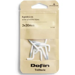 Clearance Gifi 8 gonds à vis acier plastifié blanc - 3x30mm
