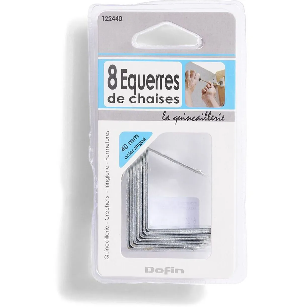 Online Gifi 8 équerres de chaise acier zingué - 40x2 mm