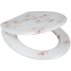 Sale Gifi Abattant WC blanc design fleurs de cerisier roses