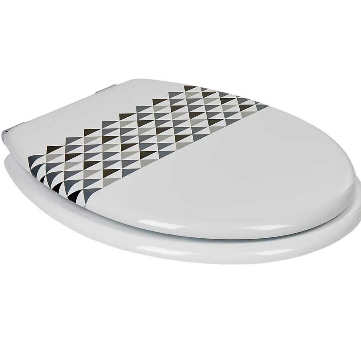 Discount Gifi Abattant WC blanc motifs triangles
