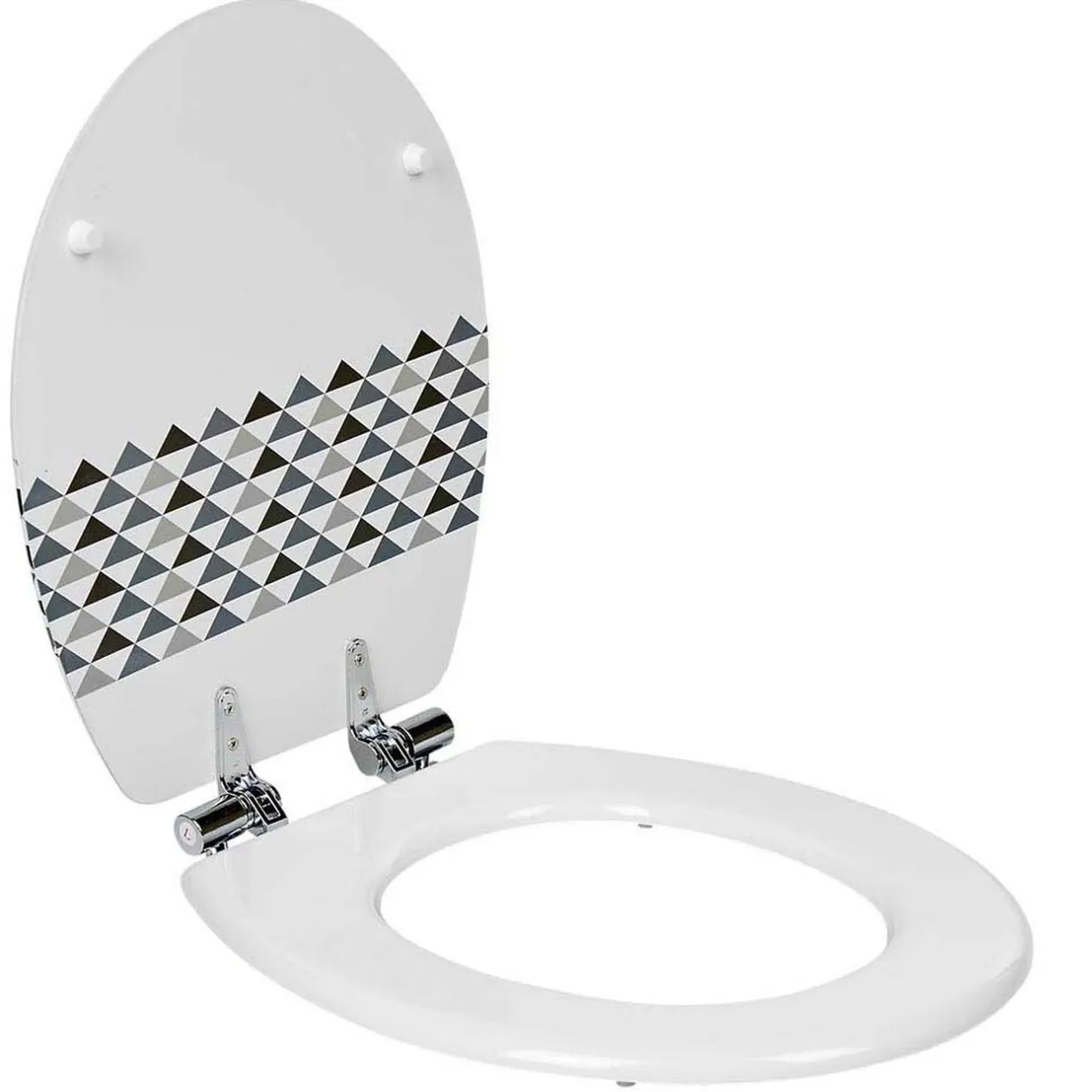 Discount Gifi Abattant WC blanc motifs triangles