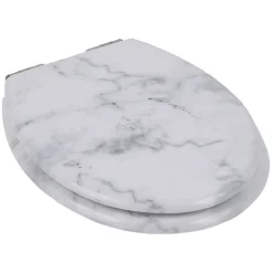 Hot Gifi Abattant WC bois effet marbre avec frein de chute déclipsable réglable