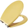Discount Gifi Abattant WC bois jaune curry avec frein de chute déclipsable réglable