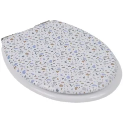 Clearance Gifi Abattant WC bois terrazzo avec frein de chute déclipsable réglable