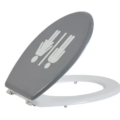 Sale Gifi Abattant WC motif pictogramme fille et garçon gris et blanc