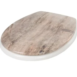 Discount Gifi Abattant WC plastique duroplast style bois frein de chute