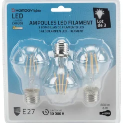 Clearance Gifi Ampoule LED filament clair 60W culot E27 Homday Lights x 3