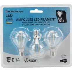 Hot Gifi Ampoule LED filament clair 20W culot E14 Homday Lights x 3