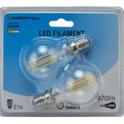 Outlet Gifi Ampoule LED filament Homday lumière chaude x2