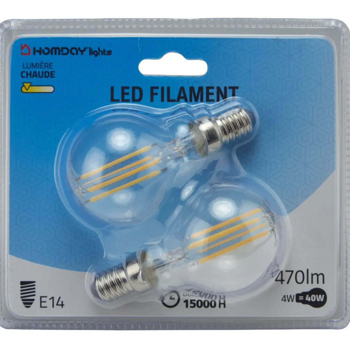 Outlet Gifi Ampoule LED filament Homday lumière chaude x2