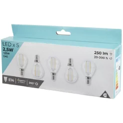 Clearance Gifi Ampoule LED lumière chaude 2,5 W douille E14 x5