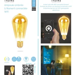 Gifi Ampoule longue ambrée LED connectée E27 40 W