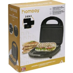 Appareil à croque monsieur 3en1 gaufre et grill 750W^Gifi Sale