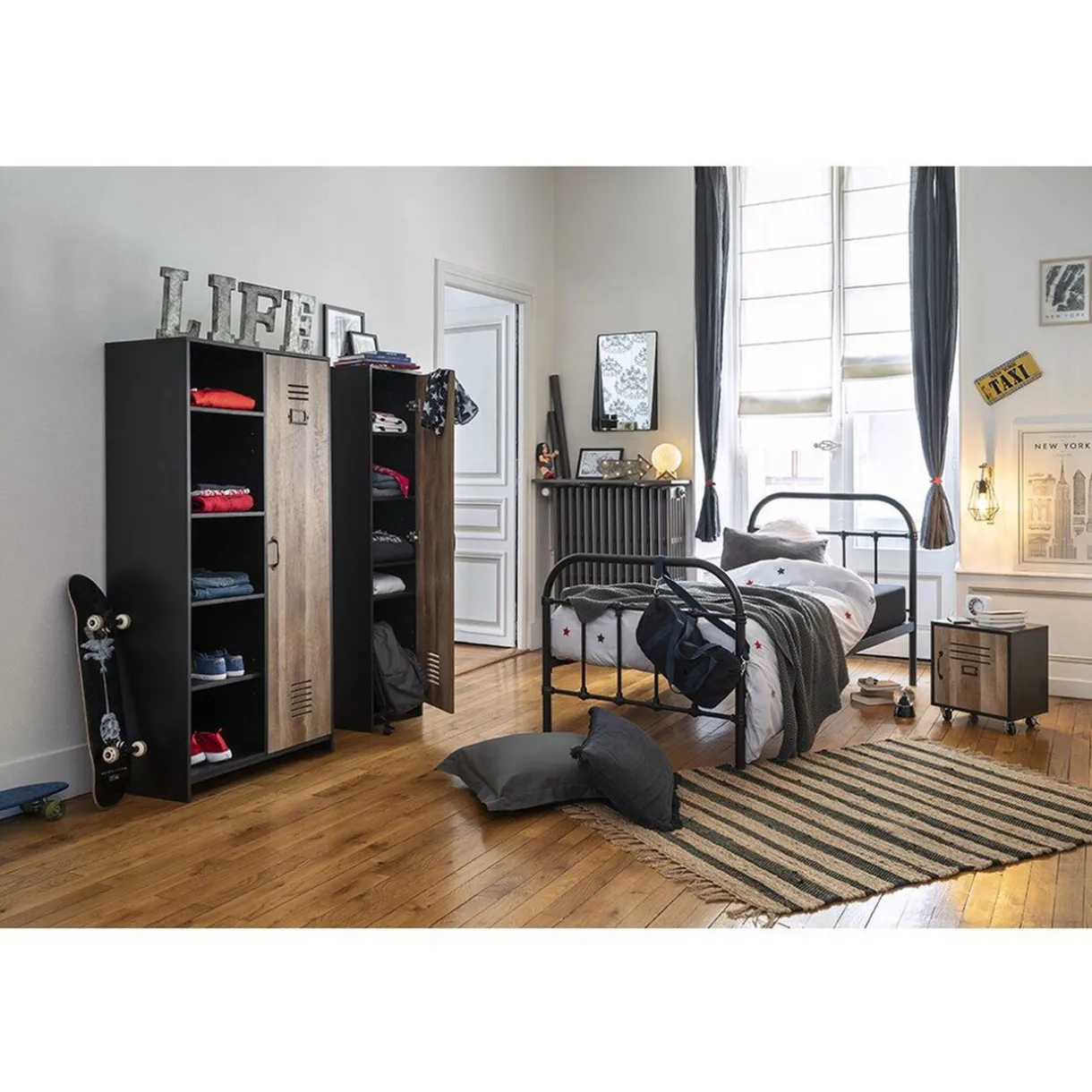 Rangement|Gifi Armoire Apollo noire et miel