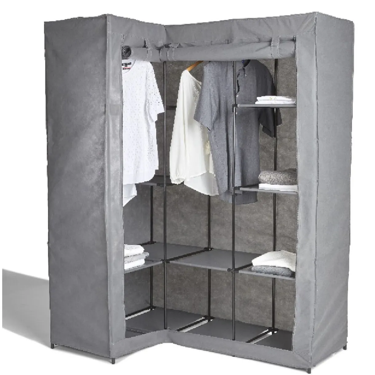 Rangement|Gifi Armoire dressing d'angle grise