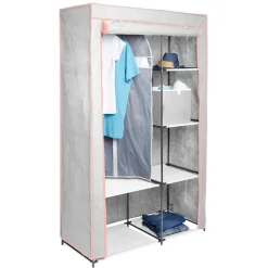Rangement|Gifi Armoire dressing double blanc 1 penderie et 6 tablettes
