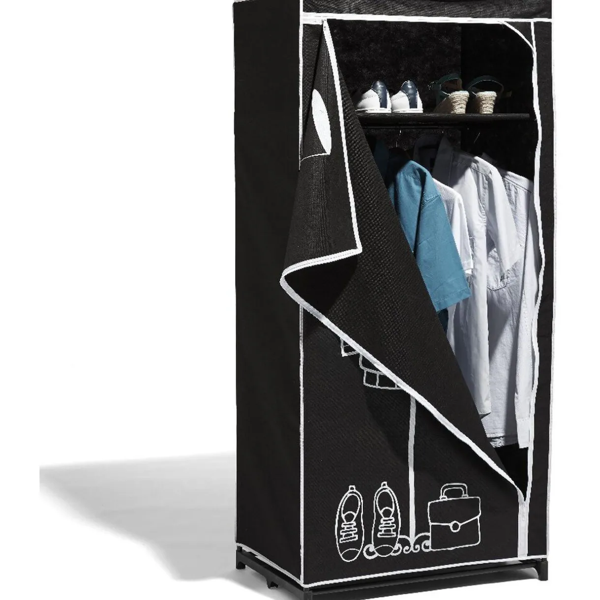 Rangement|Gifi Armoire dressing noire et blanche motif costume
