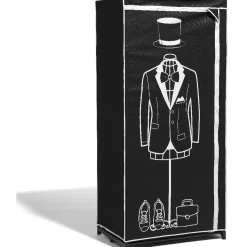 Rangement|Gifi Armoire dressing noire et blanche motif costume