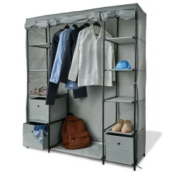Rangement|Gifi Armoire dressing tissu gris