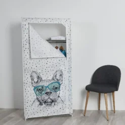 Rangement|Gifi Armoire dressing tissus bouledogue français à lunettes