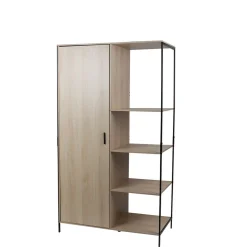 Rangement|Gifi Armoire 2en1 William penderie et étagère métal et bois