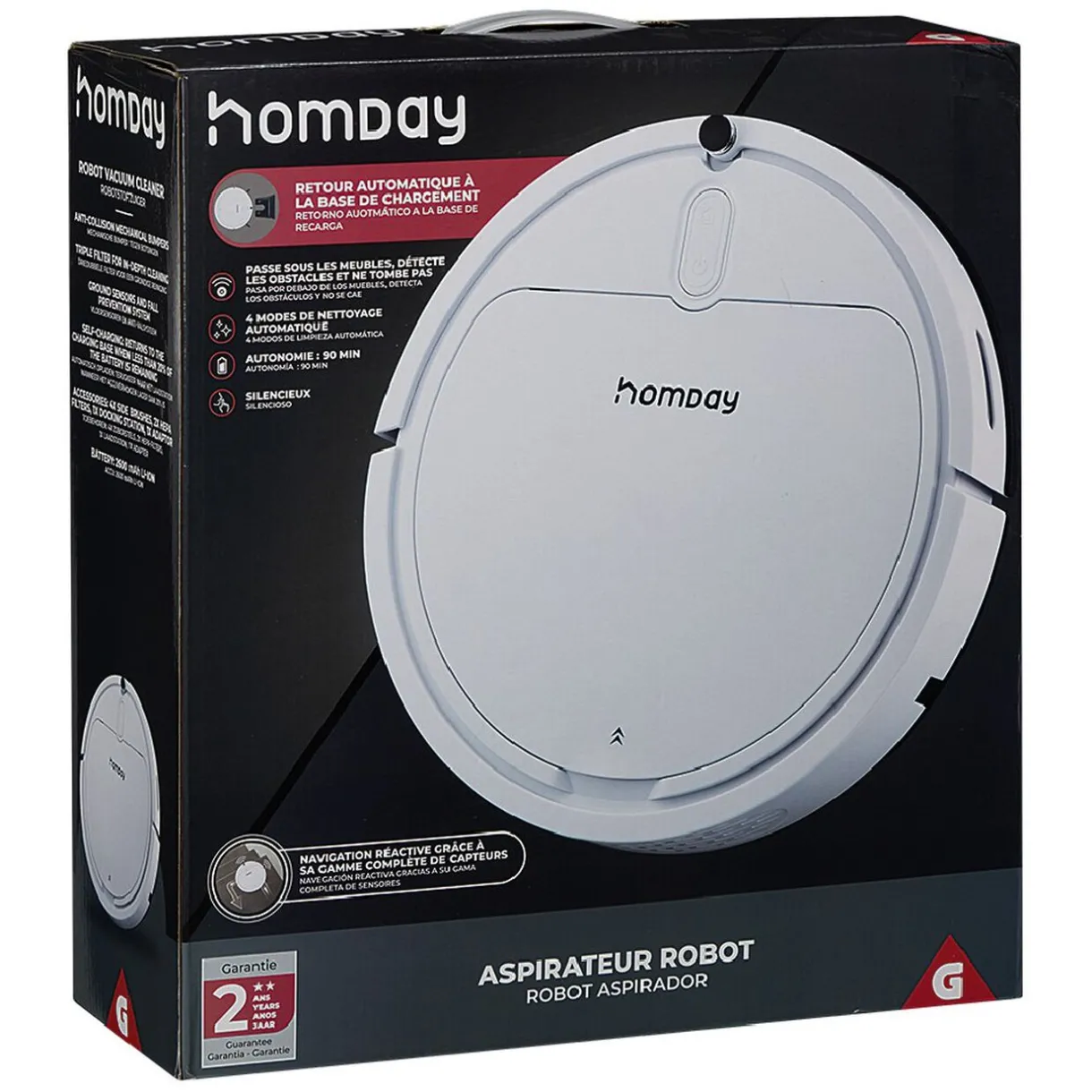 Nettoyage Et Entretien|Gifi Aspirateur robot Homday Auto Charge 4 Modes de nettoyage