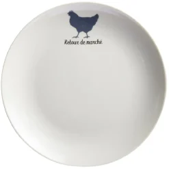 Assiette à dessert beige motif poule^Gifi Hot