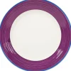 Assiette à dessert blanche à bord violet et bleu^Gifi Hot