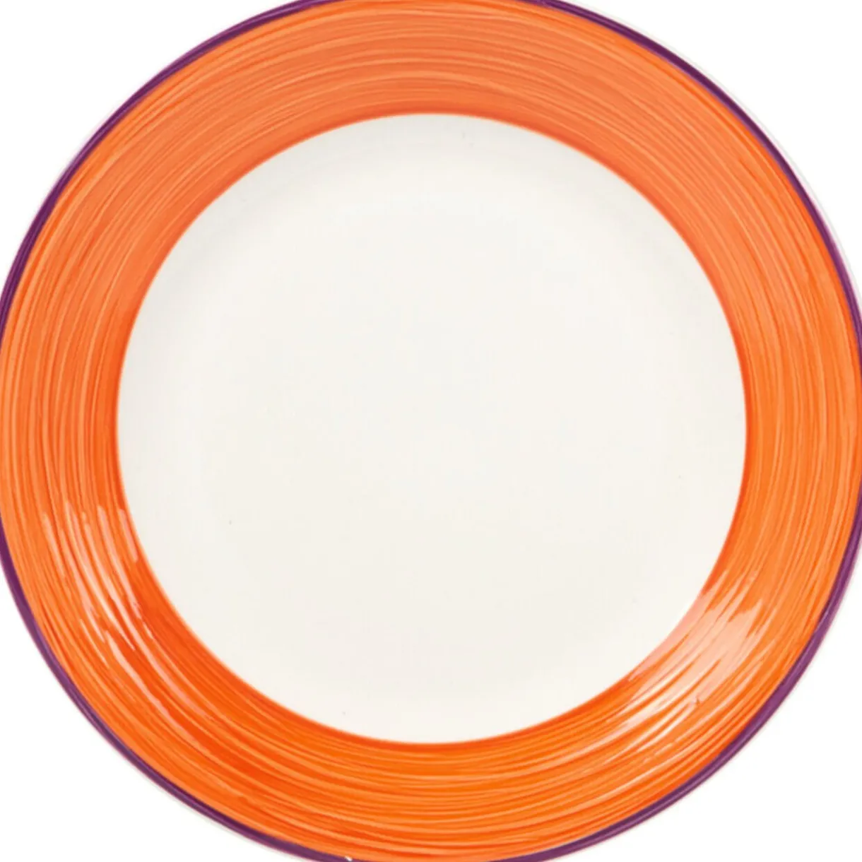 Assiette à dessert blanche à bord orange et violet^Gifi Online