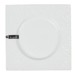 Assiette à dessert blanche carrée intérieur rond^Gifi New
