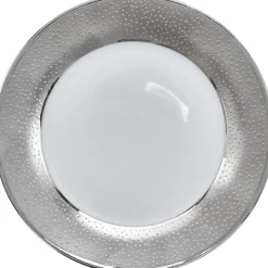 Assiette à dessert blanche contour argenté^Gifi