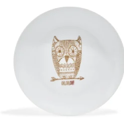 Assiette à dessert blanche hibou mandala doré^Gifi Clearance