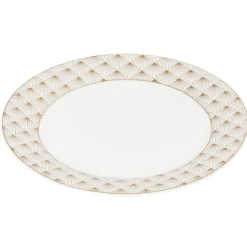 Assiette à dessert blanche bordure rayons doré^Gifi Best