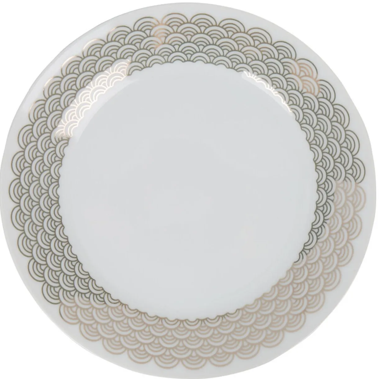 Assiette à dessert blanche bordure dorée vague seigaiha^Gifi Sale
