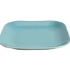 Assiette à dessert carré en grès bleue turquoise et blanche^Gifi Hot
