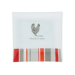 Assiette à dessert carrée design poule^Gifi Clearance