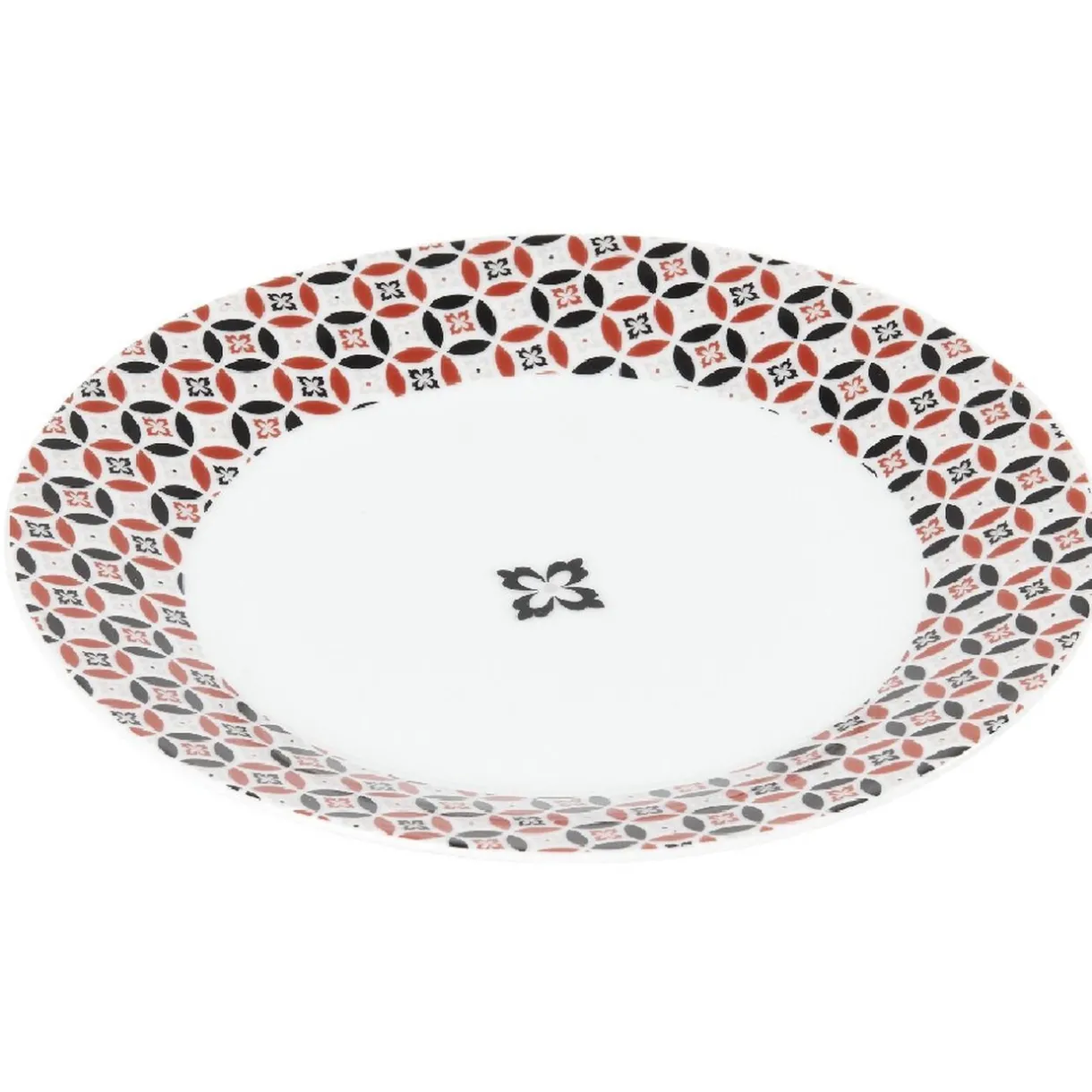 Assiette à dessert collection folk gris rouge^Gifi New