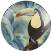 Assiette à dessert en faïence imprimé exotique toucan^Gifi Hot