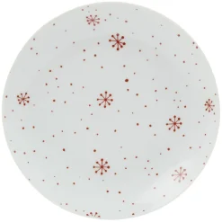 Assiette à dessert en porcelaine motif flocon rouge^Gifi New