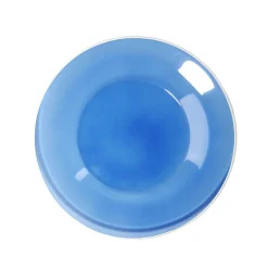 Assiette à dessert en verre bleu bord blanc Ø20cm^Gifi Online